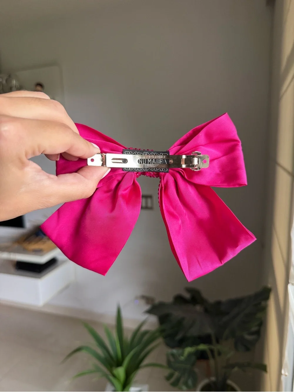 Sparkling Hot Pink Rhinestone Bow Hair Clip